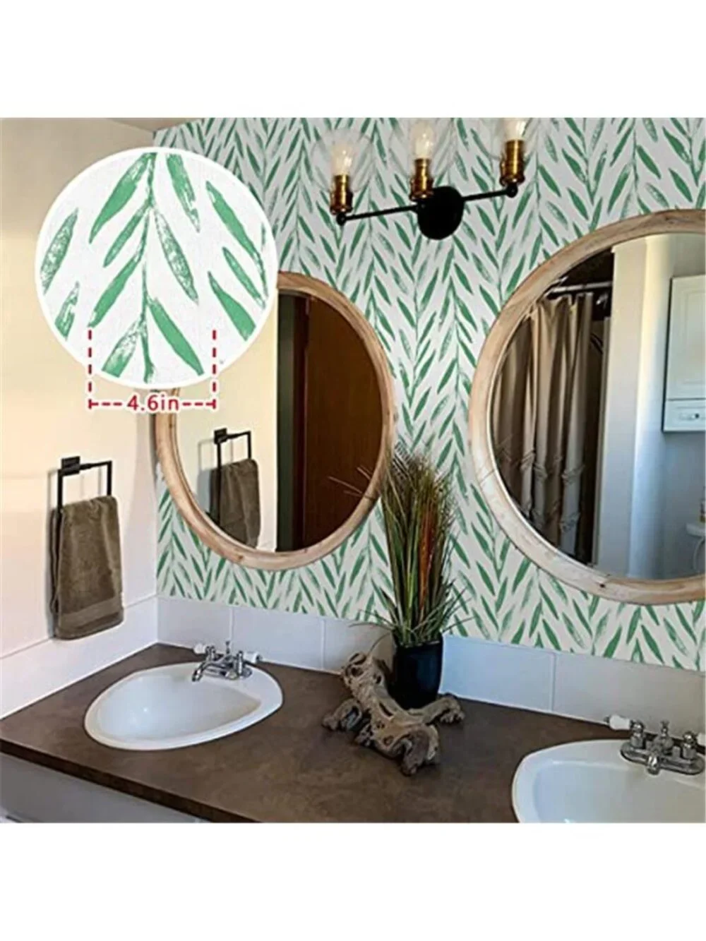 Green Leaf Peel and Stick Wallpaper Floral Wallpaper, 17.7inch x 118inch